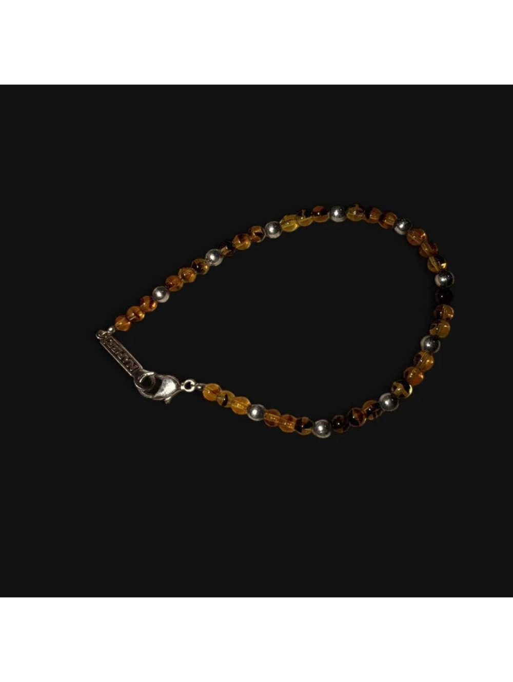 Napier Beaded Bracelet Womens OS Brown‎ Orange Like New Silver Tone Amber Style